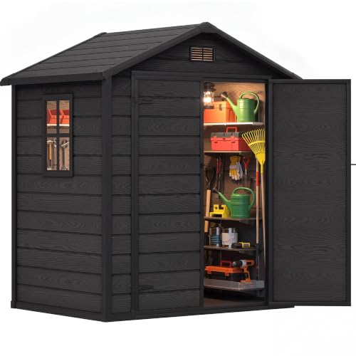 DWVO 6X5FT Resin Storage Shed with Reinforced Floor, Window & Vents