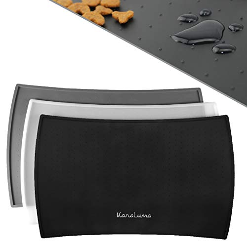 Tapis de gamelle pour chat et chien - En silicone de qualité supérieure - Bord haut de gamme - Imperméable et antidérapant