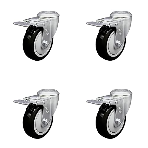 Polyurethane Swivel Bolt Hole Caster Set of 4 w/4