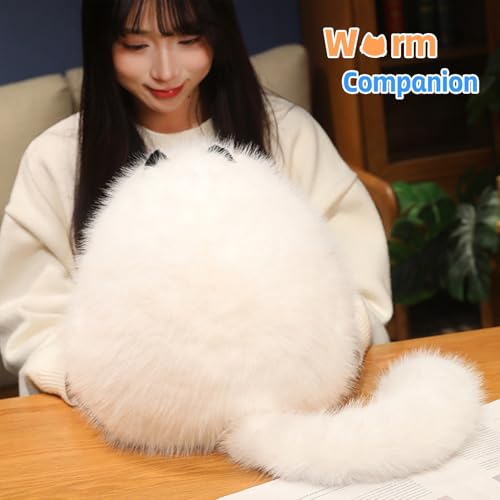Image of PEACH CAT Fat Cat Stuffed Animal 11.8 inch Big Kitten Plushies Cute Plush Toys Birthday Gifts for Kids White