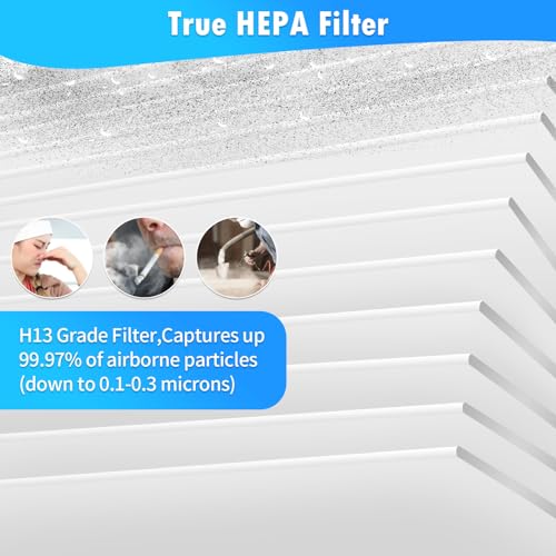 DerBlue 2pack HP100 HP102 HP152 True HEPA Replacement Filter Compatible with Shark Air Purifier HP100,HP102,HP130,HP132 and HC450, HC451, HC452, HC455,Compare Part #HE1FKPET, HE1FKBAS Filter - Thumbnail 5