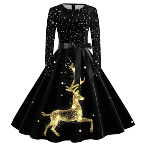 Kleid Weihnachten Damen 52, Weihnachtskleid Damen Lustig Große Größen Christmas Dress Weihnachten Kleid Sexy Rockabilly Abendkleid Cocktaikleid...