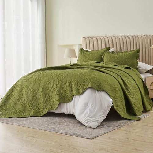 Image of Kingnex Oversized King Bedspreads 128x120 Olive Green