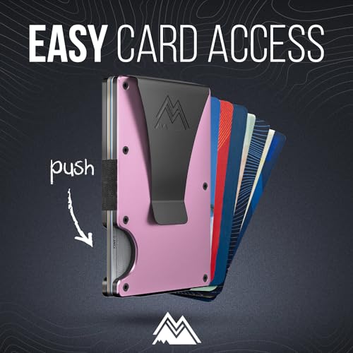 Mountain Voyage Co Minimalist Wallet for Men & Women - Slim RFID Wallet, Scratch Resistant, Credit Card Holder & Money Clip, Easily Removable Money & Cards, (Electric Pink) - Thumbnail 3