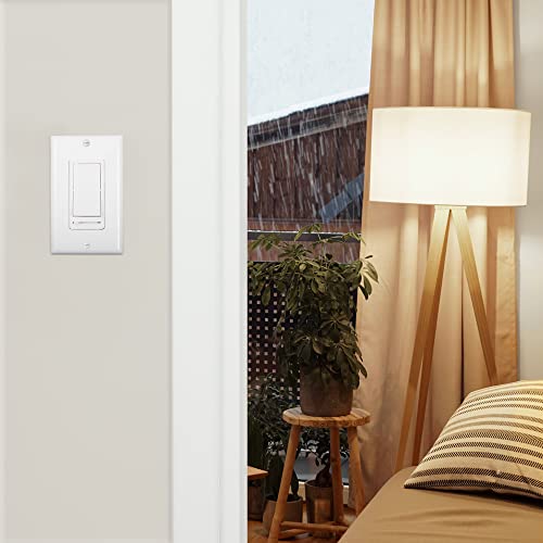 Maxxima Led Slide Dimmer Rocker Switch, 3-Way/Single Pole Decorative Electrical Light Switch 600 Watt Max, Led Compatible, Wall Plate Included #TOP3