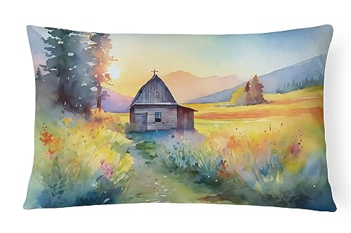 Caroline's Treasures DAC1679PW1216 Montana Bitterroot in Watercolor Fabric Decorative Pillow 100% Machine Washable Pillow, Indoor or Outdoor Decorative Throw Pillow for Couch, Bed or Patio