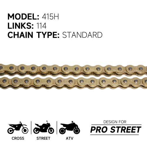 Hilake 415 Motorcycle Chain 110 Links Non O-Ring With Connecting Master Link And Chain Breaker Heavy Duty Drive Chain For Motorcycle Bicycle Go Kart Mini Trail Bike #TOP1
