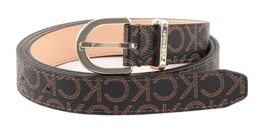 Ceinture CK Must Metal Round Belt 25MM au design monogramme marron chic