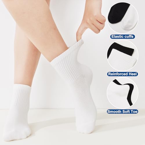 Women's Mesh Crew Socks (5-Pairs) - 95% Cotton Breathable Everyday Above Ankle Thin Socks Fit for Running, Casual3