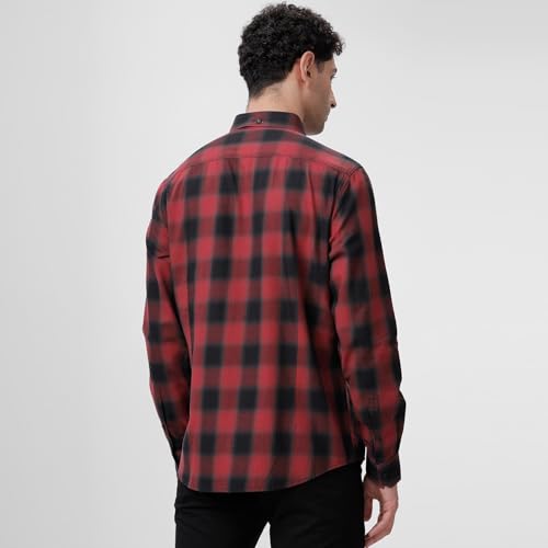 Image of BASICS 100% Cotton Checked Shirt for Men | Slim Fit | Everyday Smart Casual Wear | Full Sleeve