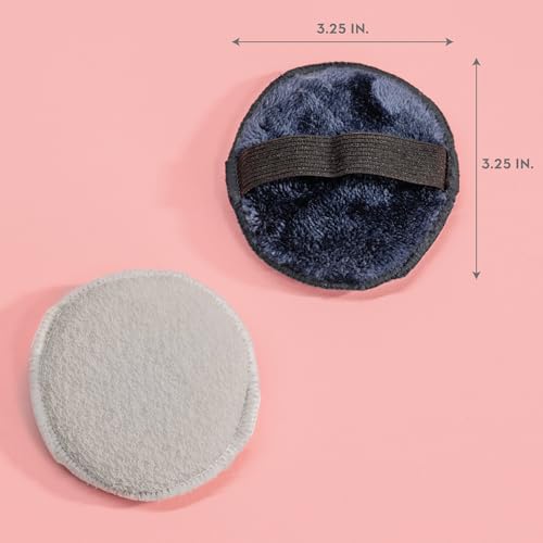 S&T INC. Face Scrubber, Dual-Sided Face Exfoliator with Elastic Strap, Facial Cleansing Pads and Makeup Remover, 3.3 Inch Diameter, 2 Pack, Navy and Grey
