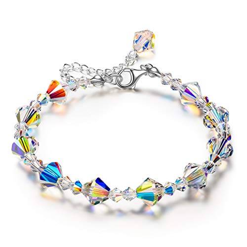 LADY COLOUR Jewelry Gifts for Mom Gifts for Girlfriend Daughter 925 Sterling Silver Bracelet Crystal Jewelry Birthday Gifts for Her Women from for Wife Teen Girl Gifts