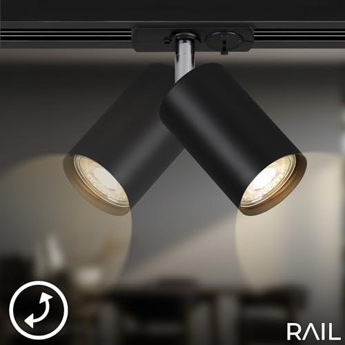 BRILONER - Système de rails Rail set complet, 6x GU10 spots orientables, alimentation, système de rails lumineux pour plafond, spot rail, plafonnier, plafonnier, spotlight, 2,25m, noir – vue 4