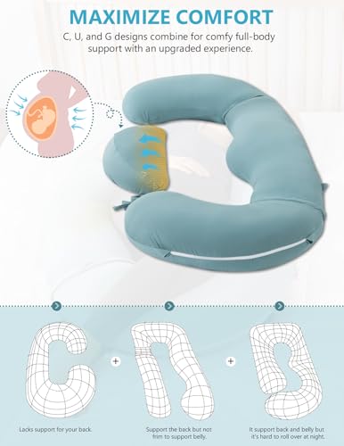 Meiz Pregnancy Pillows, Pregnancy Pillows For Sleeping, Cooling C Shaped Body Pillows For Adults, Rayon Cover From Bamboo thumb #4