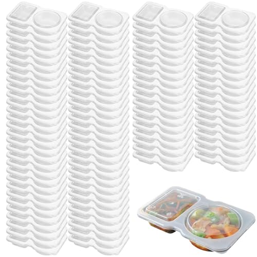 Contenedores de condimentos de doble compartimiento, cajas pequeñas para aderezos | Tazas de recipientes de condimento a prueba de fugas - Condimentos Contenedores con contenedores