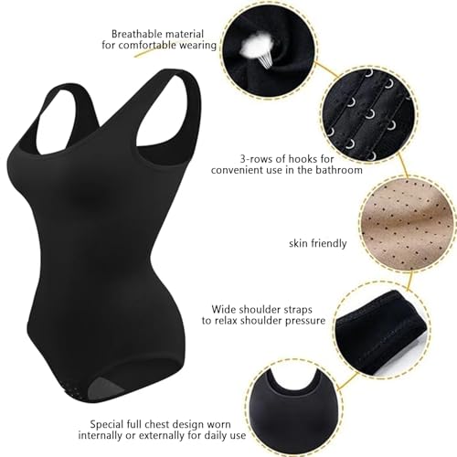 Lajerin Women Shapewear Tummy Control Bodysuit For Sexy Seamless Butt Lifter Full Body Shaper Black Body Suits Slimming Sleeveless Tank Tops Wasit Trainer thumb #2