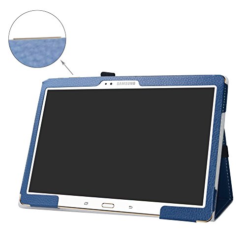 Samsung Tab S 10.5 T800 Case,Bige Pu Leather Folio 2-Folding Stand Cover For 10.5" Samsung Galaxy Tab S 10.5 Sm-T800 Sm-T801 Sm-T805 T807 Tablet,Dark Blue #TOP1