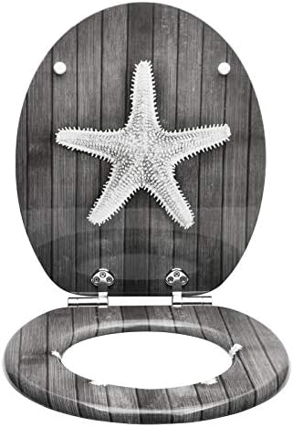 eSituro Wooden Soft Close Toilet Seat with Adjustable Hinge Buffers for Family Bathroom MDF