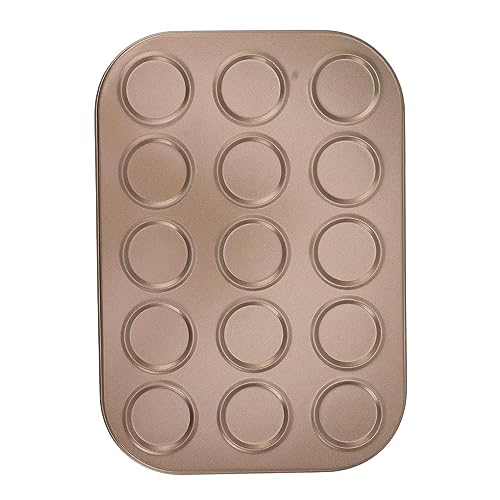 Teglia superiore per muffin, teglia per macaron, teglia per muffin in acciaio al carbonio, stampo per cottura, costruzione in acciaio al carbonio per una cottura uniforme, teglia (15 buche)