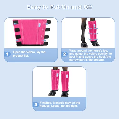 Image of Horse Fly Boots Set of 4, Fly Boots for Horses, Leggings for Horses, Reduce-Stomping, Breathable Mesh, Loose Fitting, Stay Up Not Sag, No Rub