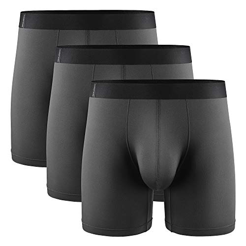 DAVID ARCHY Men's 3 Pack Quick Dry Polyester Boxer Briefs Underwear(XL, Dark Gray)