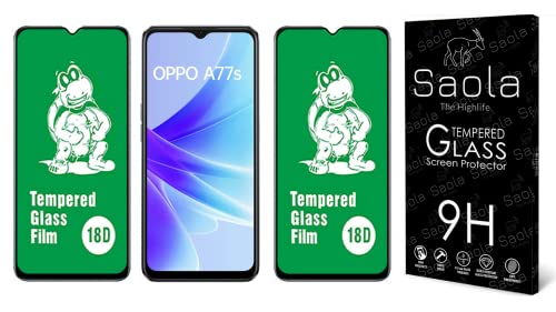Image of Saola 18D Tempered Glass With Inbuilt AirBag Borders For Oppo A77s (Pack Of 2) with Free Installation Kit. Full screen Coverage - 6.56 inch
