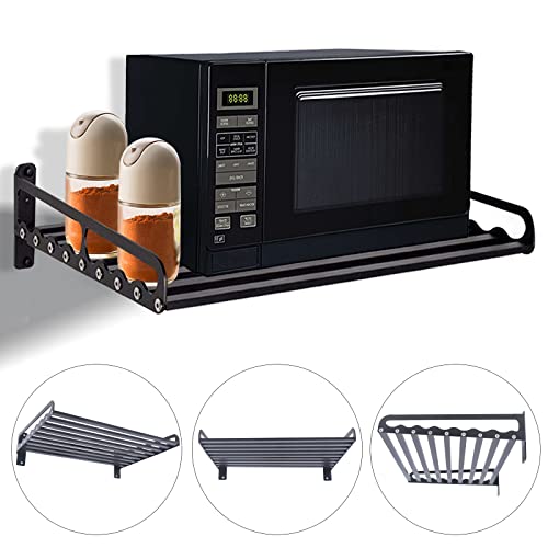Support mural pour micro-ondes haut de gamme en aluminium noir