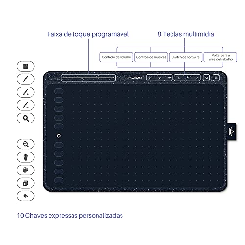 Mesas Digitalizadoras HUION HS611 Tablet de caneta digital de desenho gráfico com de mídia e sensibi