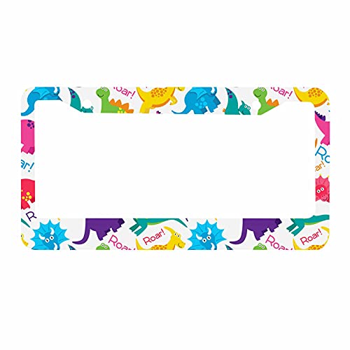license plate frame monster - Nicokee Decorative License Plate Frame Dinosaur Archaeological Historical Monster Wild Creature Cartoon Car Tag Cover Aluminum Auto License Plate Holder for Men Women