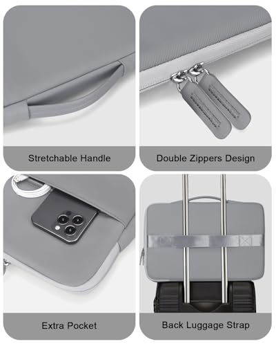 Soulgo Tragbare Monitorhülle 15,6 16,1 Zoll, PU Leder Schutzhülle für die meisten 15,6/16,1\ Tragbaren Monitore, wasserdichte Laptop Display Tasche mit Fronttasche, (Grau)