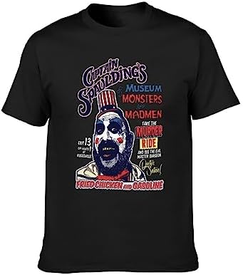 ZNAMUGB Men’s Summer Round Neck Horror Movies Hip hop Short Sleeve T Shirt Breathable Undershirt Black Captain Tee