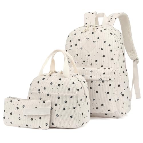 Corduroy Girls Backpack Set, 3PCS School Backpacks for Kids Eleme...