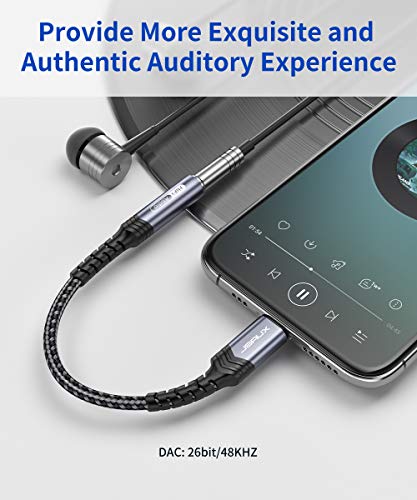 Image of JSAUX Headphone Adapter for iPhone Lightning to 3.5mm Adapter-Grey | Change Lightning Port to 3.5mm Port, for Apple MFi Certified, Compatible with iPhone 14 13 12 11 Series /SE /XS