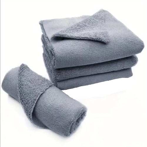 Image of 340 GSM Microfiber Cloth for Car - Edgless & Dual Sided Microfiber Cleaning Cloth - Lint & Streak Free Car Cloth - Multipurpose Car Wash Cloth for Interior & Exterior - 4pc, 40x40 cm- Grey
