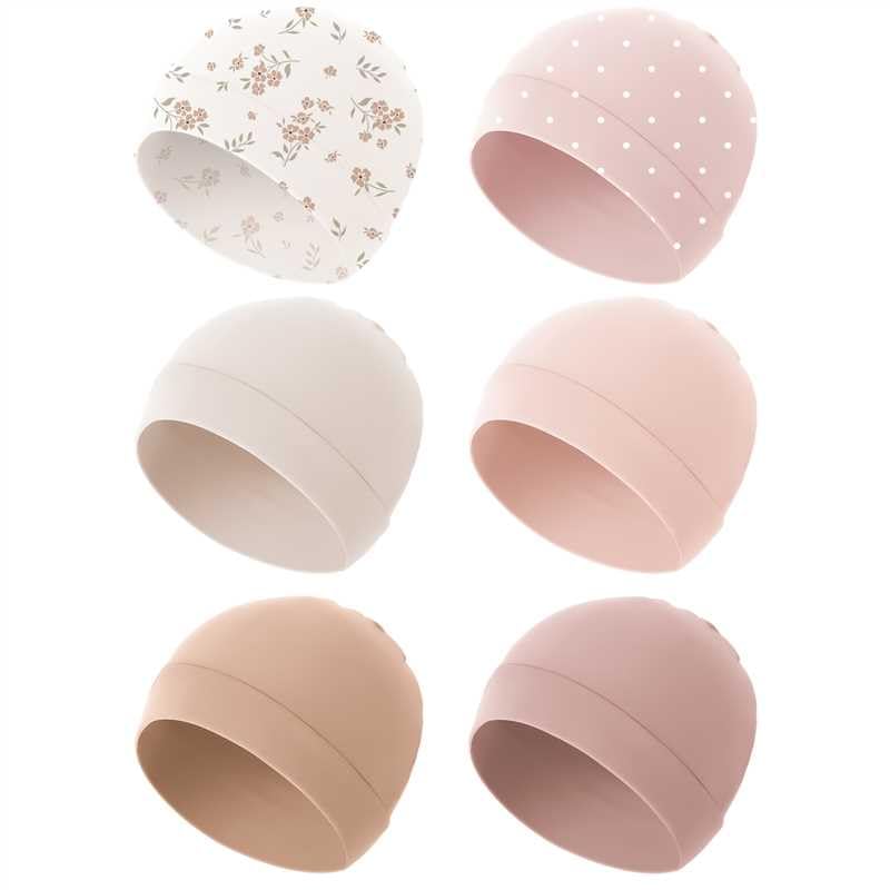 Image of Konssy 6-Pack Baby Beanie Hats for Newborns, Soft Infant Caps for Boys & Girls, 0-6 Months