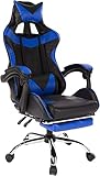 Gaming-Stuhl für Erwachsene, Gaming-Stuhl mit Fußstütze, ergonomischer Heimbüro-Stuhl, strapazierfähiger, Verstellbarer Computer-Stuhl mit Kopfstütze und Lendenwirbelstüt