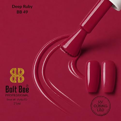 Image of Bolt Bee Red Color Gel Nail Polish Soak Off UV Gel 15ML DIY at Home Manicure Salon Nail Art