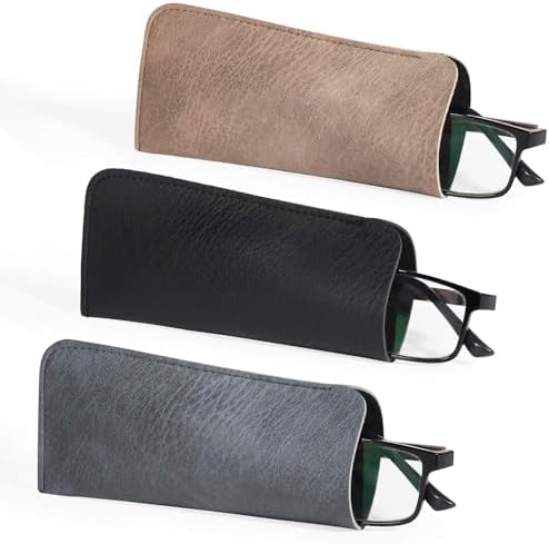 3 Pezzi Custodia Occhiali Pelle, Custodia In Pelle Morbida Per - Foto 6