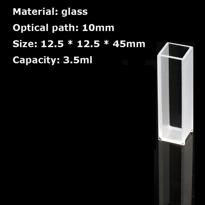 Set di 10 cuvette in vetro - 5 mm, 10 mm, 20 mm, 30 mm, 40 mm, 50 mm for spettrofotometro - Vetro ottico di precisione(Optical path 10mm)