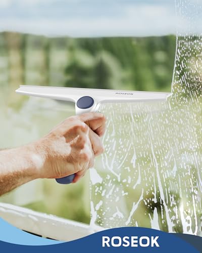 Image of ROSEOK Shower Squeegee, Silicone Squeegee for Glass Doors with Hook