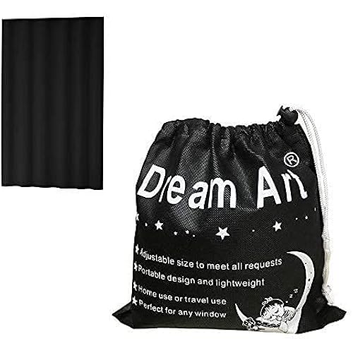 DREAM ART Anywhere Portable Blackout Curtain/Adjustable Blackout Shades/Temporary Blackout Blinds with Suction Cups for Nursery,Children Kids Bedroom or Travel Use,Black,1 pc W51xL71Inch(130X180cm)