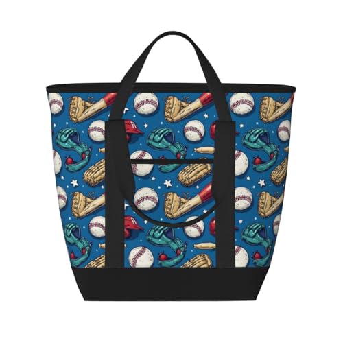 Sac isotherme réutilisable grand format imprimé baseball pour courses et pique-nique