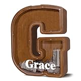 JOOMLAFLY Personalized Wooden Letter Piggy Bank for Kids Larger Letter Piggy Bank for Boys and Girls Initial Coin Bank Customized Piggy Bank Perfect Wood Kids Money Bank for Birthday and Festival