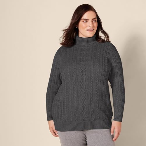 Image of Amazon Essentials Women's Long Sleeve Fisherman Cable Knit Turtleneck Sweater (Available in Plus Size)