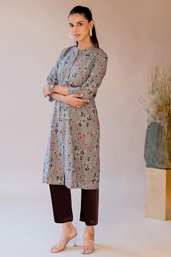 Image of MIRCHI FASHION Pure Cotton Kurti for Women | A-Line Kantha Work Printed Kurta for Woman | Ethnic Wear for Office & Daily Use (Single Piece)