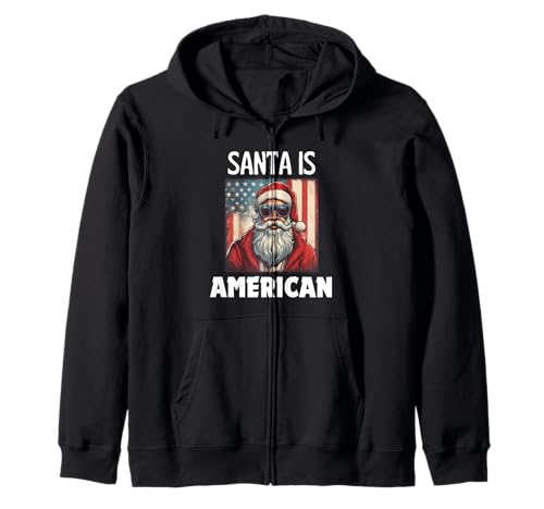 Santa Is American Funny Christmas Holidays USA Sudadera con Capucha