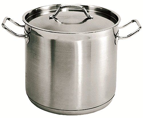 New Professional 32 Qt. 18/8 Stainless Steel Stock Pot, Induction Ready 3-Ply Clad Base, with cover LidNSF Commercial Grade