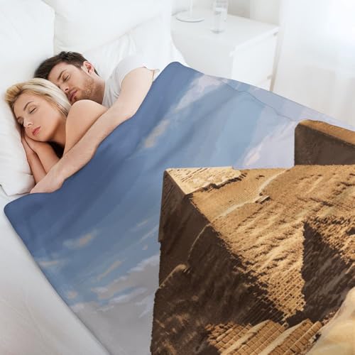 Plaid doux flanelle pour lit canapé voyage imprimé pyramide