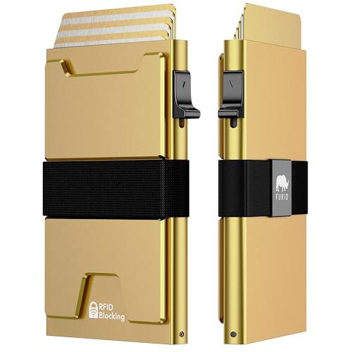 Image of furid Smart Card Wallet for Men Slim: Minimalist Wallets RFID Blocking - Metal Pop Up Front Pocket Business Card Holder - Gift Boxed for Him Stocking Stuffers