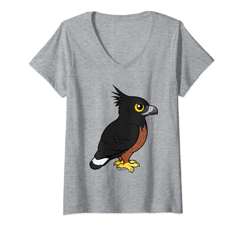Birdorable Cartoon Raptor Black-and-chestnut Eagle Cute V-Neck T-Shirt